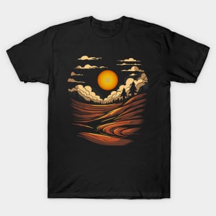 Forest Mountain Retro Sunset T-Shirt